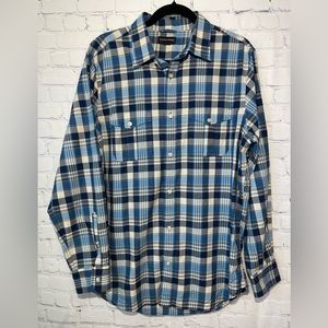 Banana Republic size large blue, charcoal & ivory plaid